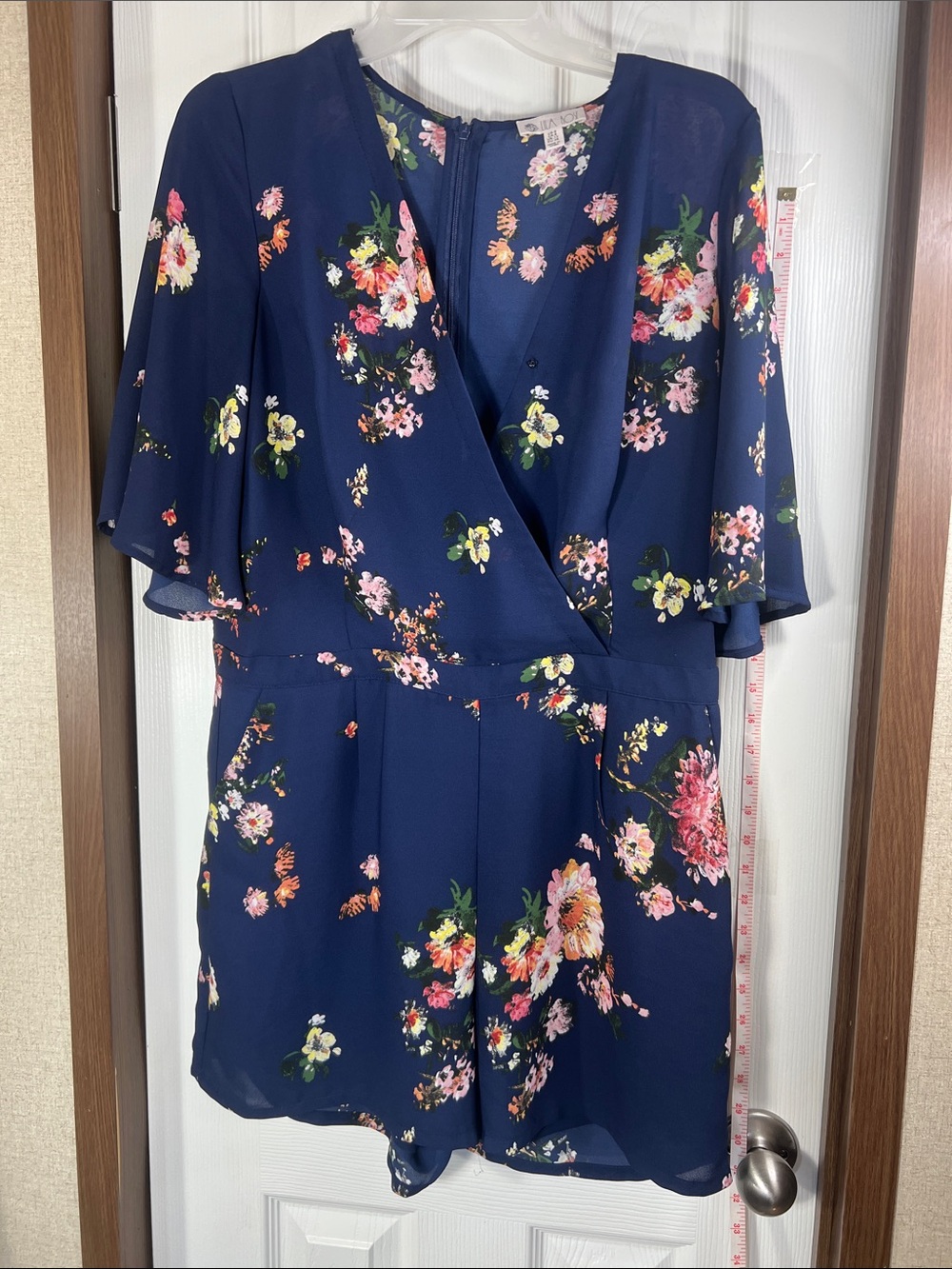 Lila Rose Navy Floral Surplice Romper